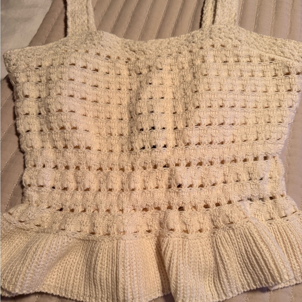 J. Crew Cream Crochet Knit Crop Tank